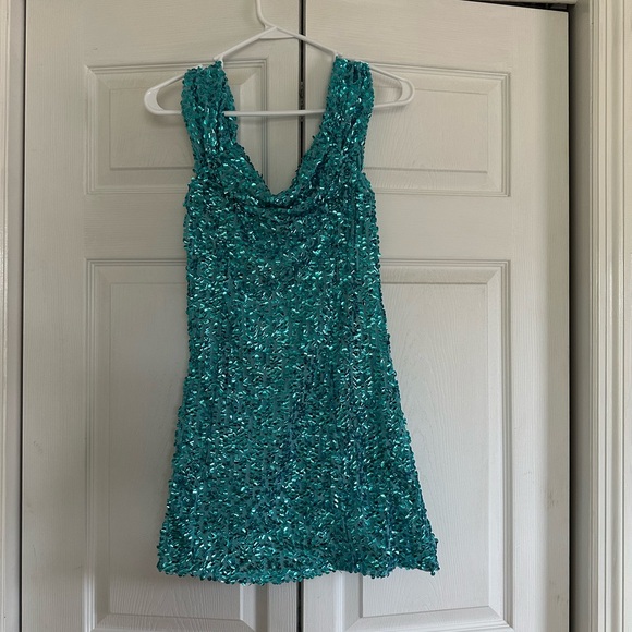Lulu's Shimmering Aqua Sequin Dress - Picture 2 of 4